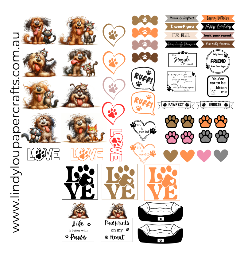 Ephemera: Fussy Cuts - A4 Collection - Paws & Whiskers