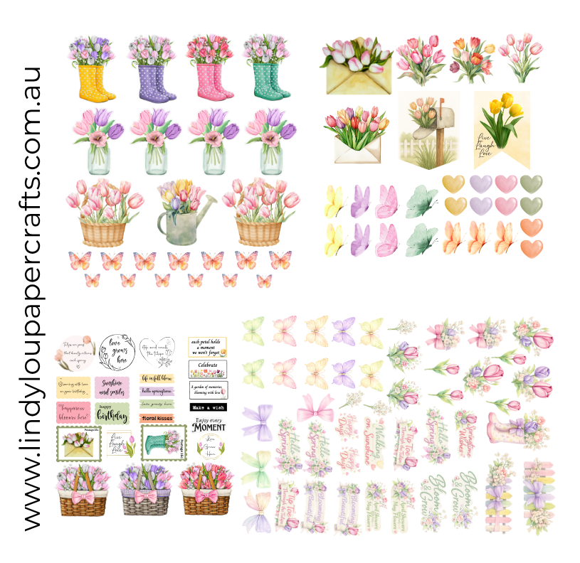 Ephemera: Fussy Cuts - A4 Collection - Tip Toe Through The Tulips