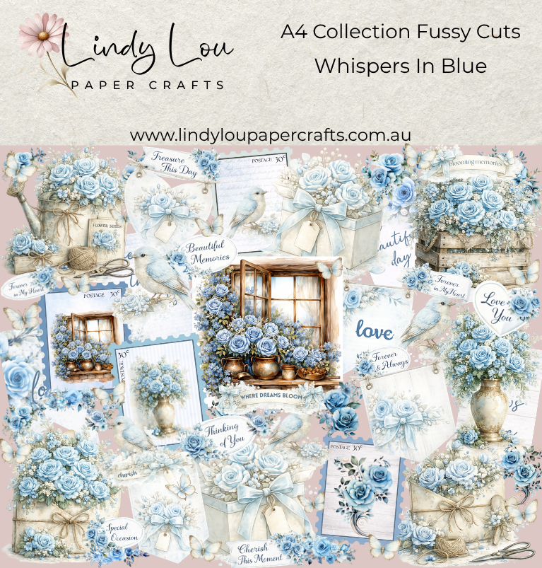Ephemera: Fussy Cuts - A4 Collection - Whispers In Blue