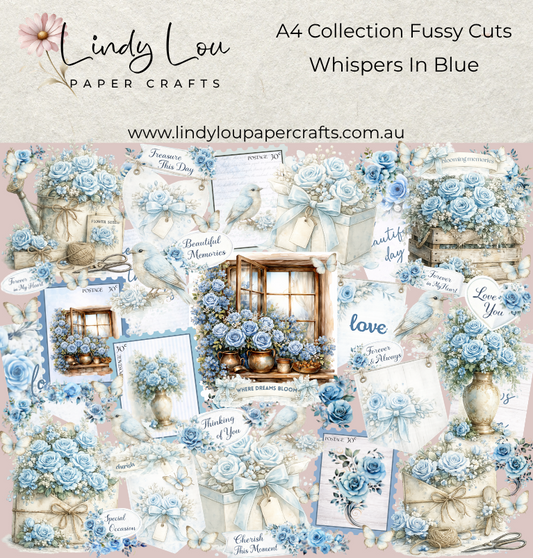 Ephemera: Fussy Cuts - A4 Collection - Whispers In Blue