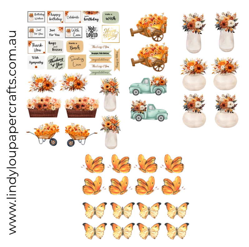 Ephemera: Fussy Cuts - A6 Card Kit - Amber Afternoon