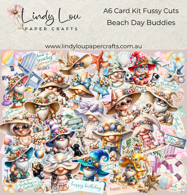 Ephemera: Fussy Cuts - A6 Card Kit - Beach Day Buddies