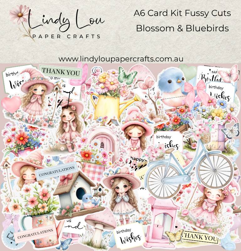 Ephemera: Fussy Cuts - A6 Card Kit - Blossom & Bluebirds