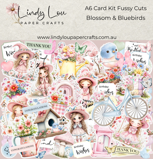 Ephemera: Fussy Cuts - A6 Card Kit - Blossom & Bluebirds