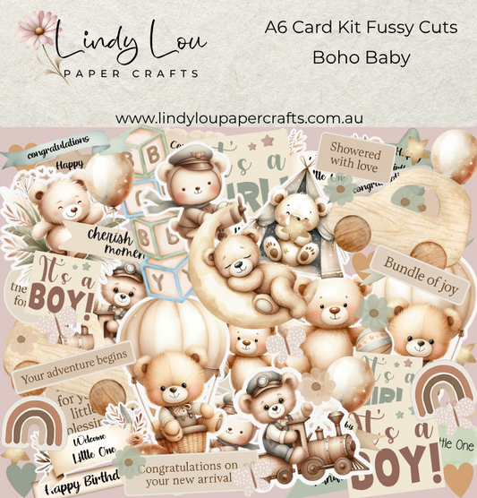 Ephemera: Fussy Cuts - A6 Card Kit - Boho Baby
