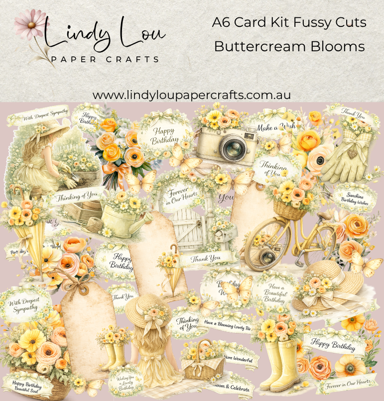 Ephemera: Fussy Cuts - A6 Card Kit - Buttercream Blooms
