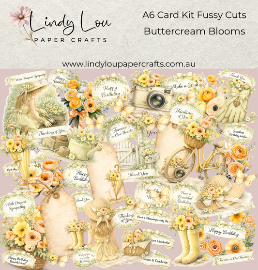 Ephemera: Fussy Cuts - A6 Card Kit - Buttercream Blooms