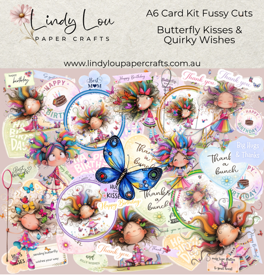 Ephemera: Fussy Cuts - A6 Card Kit - Butterfly Kisses & Quirky Wishes