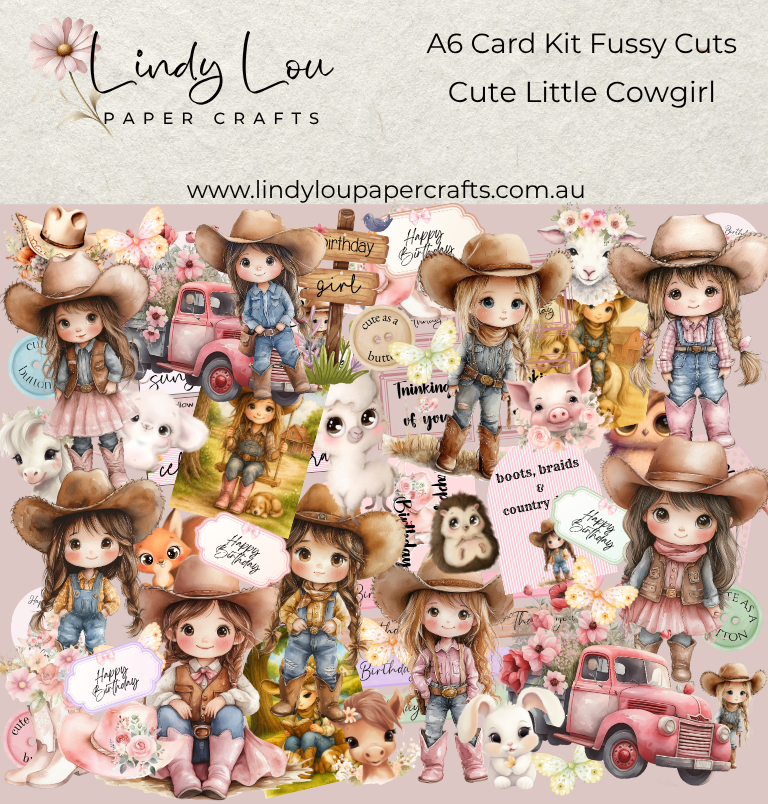 Ephemera: Fussy Cuts - A6 Card Kit - Cute Little Cowgirls