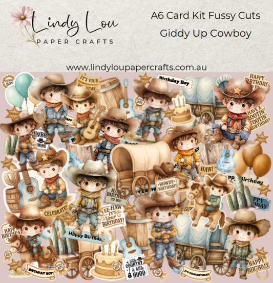 Ephemera: Fussy Cuts - A6 Card Kit - Giddy Up Cowboy