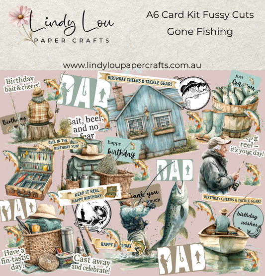 Ephemera: Fussy Cuts - A6 Card Kit - Gone Fishing