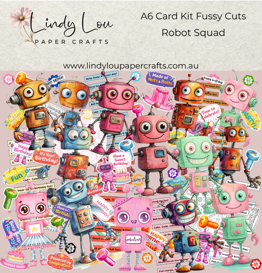 Ephemera: Fussy Cuts - A6 Card Kit - Robot Squad