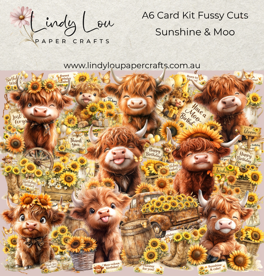 Ephemera: Fussy Cuts - A6 Card Kit - Sunshine & Moo