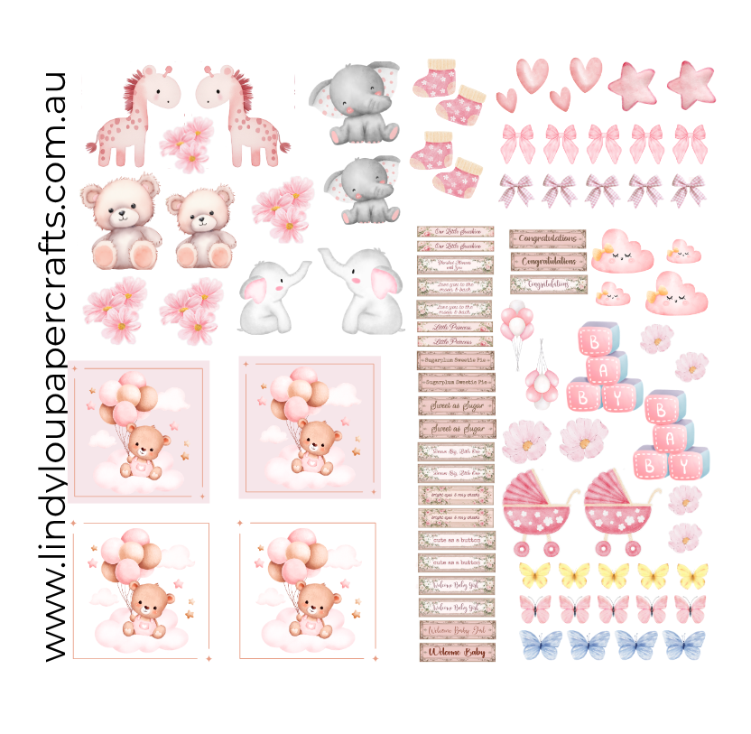 Ephemera: Fussy Cuts - A6 Card Kit - Sweet Baby Girl