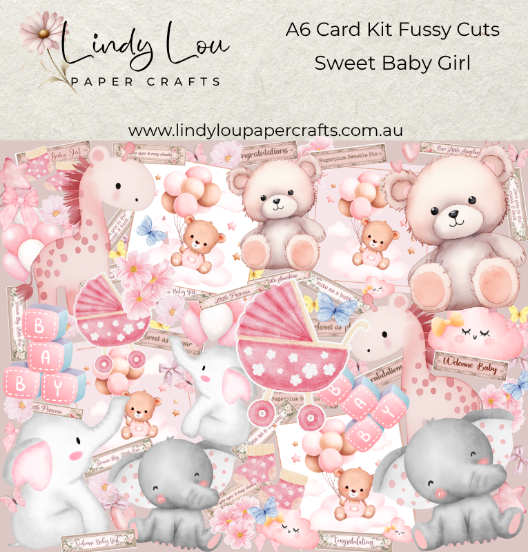Ephemera: Fussy Cuts - A6 Card Kit - Sweet Baby Girl