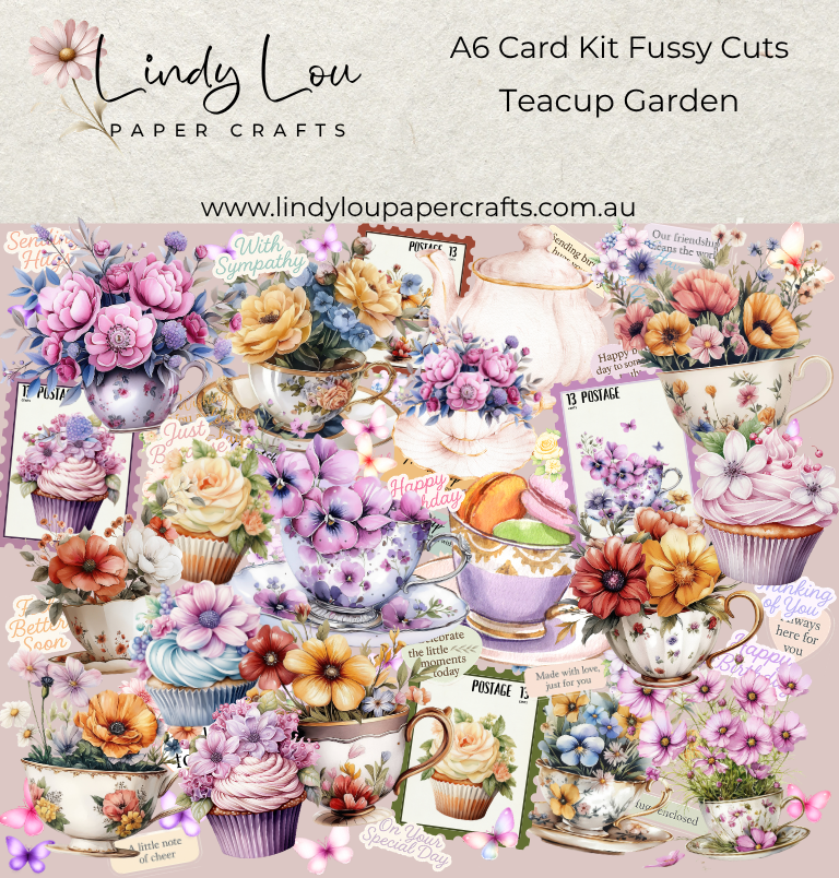 Ephemera: Fussy Cuts - A6 Card Kit - Teacup Garden