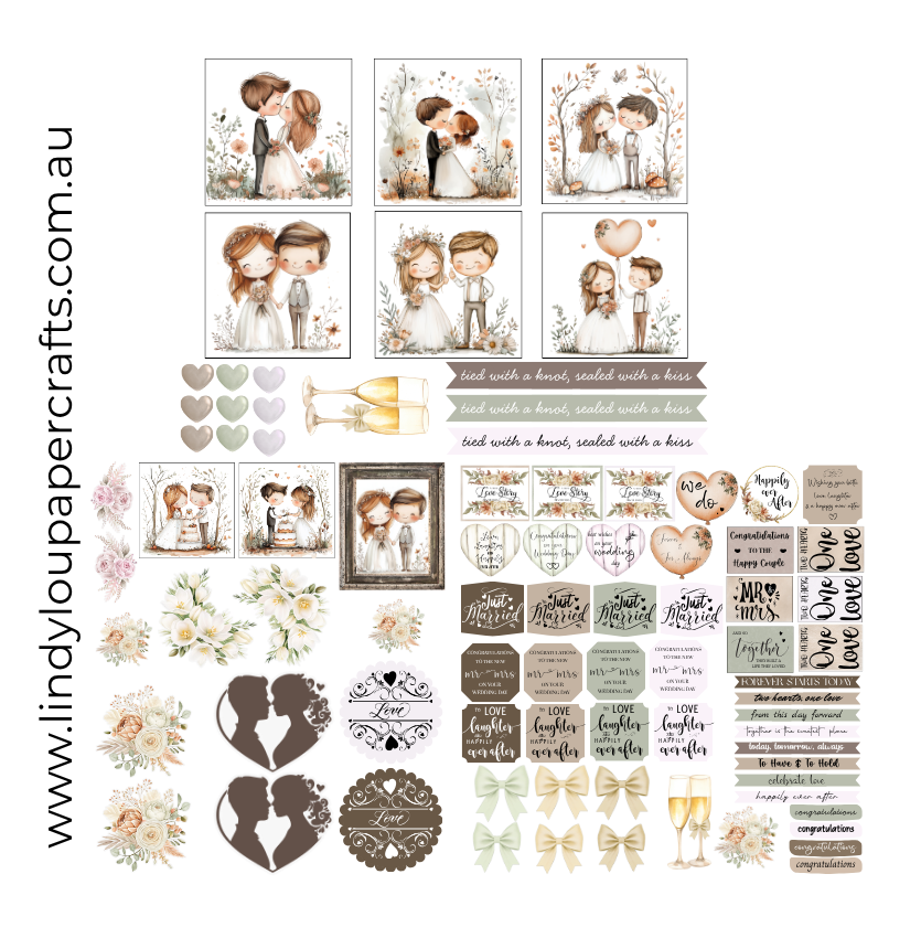 Ephemera: Fussy Cuts - A6 Card Kit - Tied With A Kiss