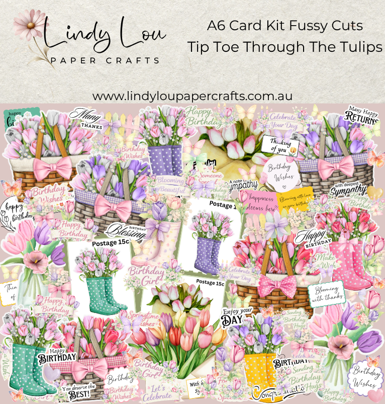 Ephemera: Fussy Cuts - A6 Card Kit - Tip Toe Through The Tulips
