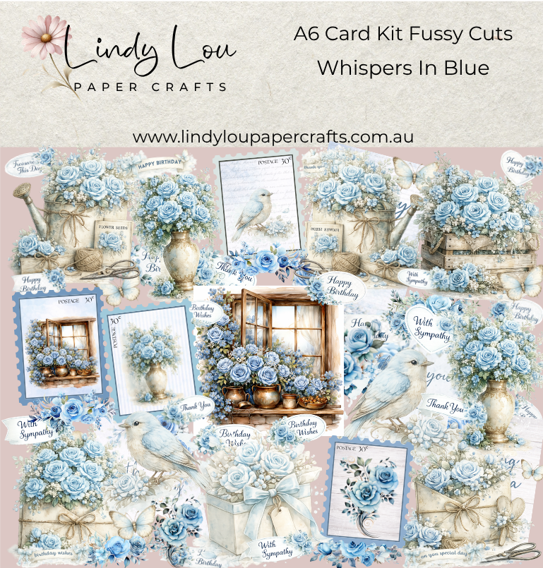 Ephemera: Fussy Cuts - A6 Card Kit - Whispers In Blue