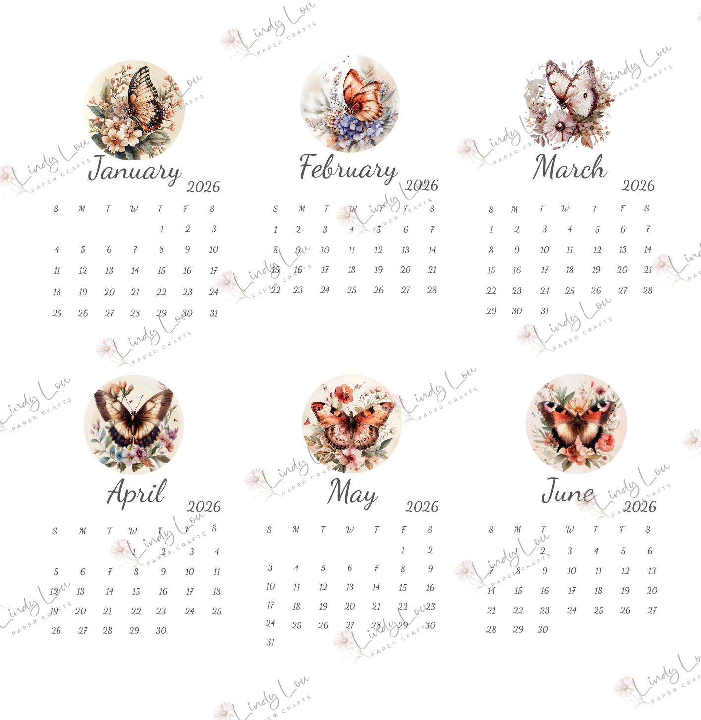 Calendars 2026 - Butterflies