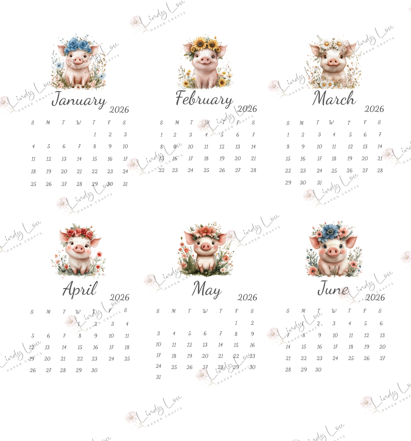 Calendars 2026 - Piglets