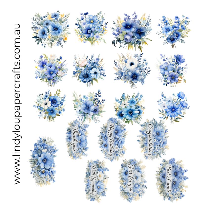 Ephemera: Florals - Blue