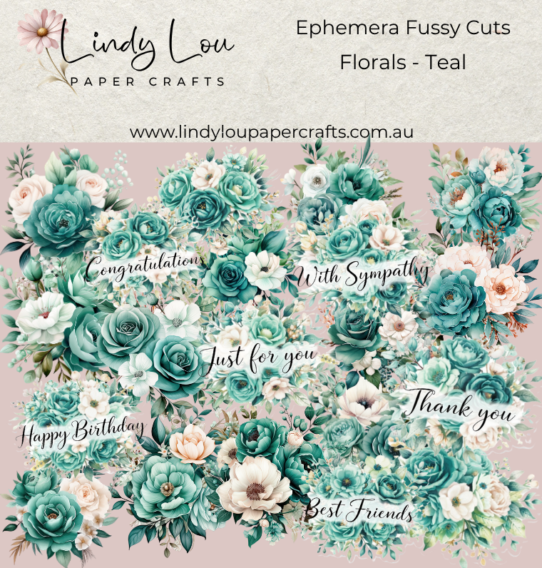 Ephemera: Florals - Teal