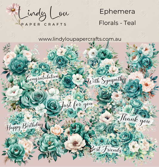 Ephemera: Florals - Teal