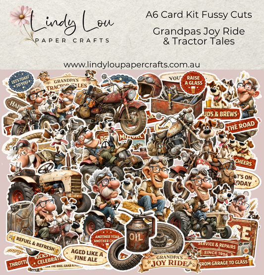 Ephemera: Fussy Cuts - A6 Card Kit - Grandpas Joy Ride & Tractor Tales