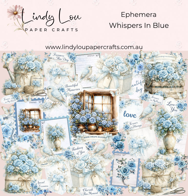 Ephemera: Fussy Cuts - A4 Collection - Whispers In Blue