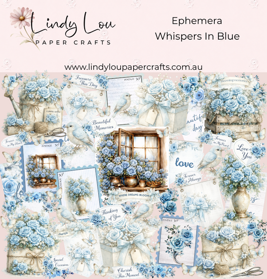 Ephemera: Fussy Cuts - A4 Collection - Whispers In Blue